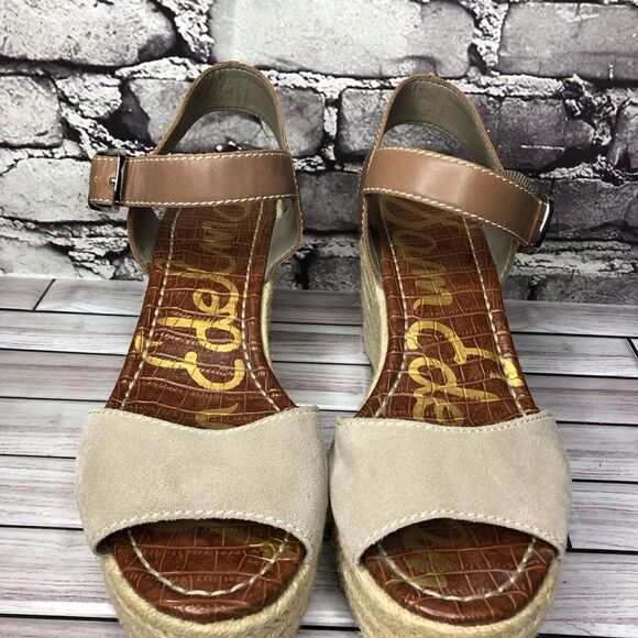 Sam Edelman Dimitree Putty Dark Ankle Strap Espadrille Wedges Women’s Sz 9.5M US - Picture 3 of 16